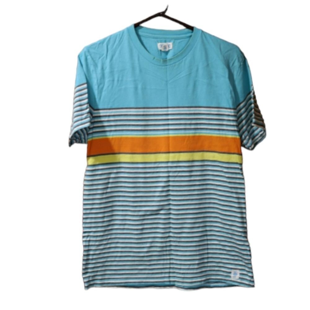 Character Hero Vintage Blue & Orange Striped Tshirt Medium